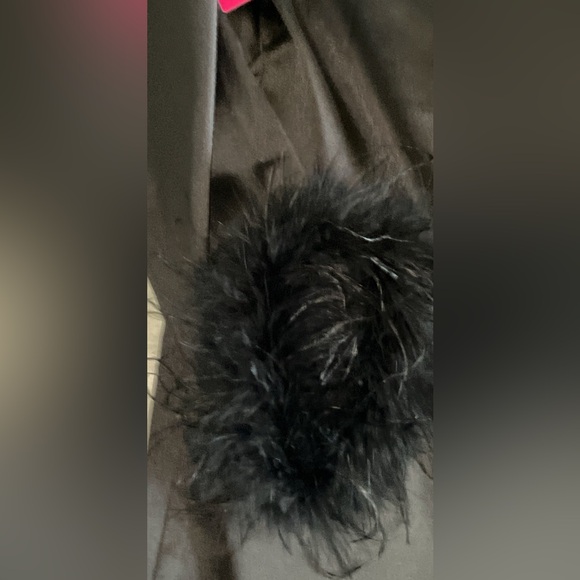 NWT Buddy Love Black Satin Large Pajama Set with Feather Cuffs - Picture 10 of 12